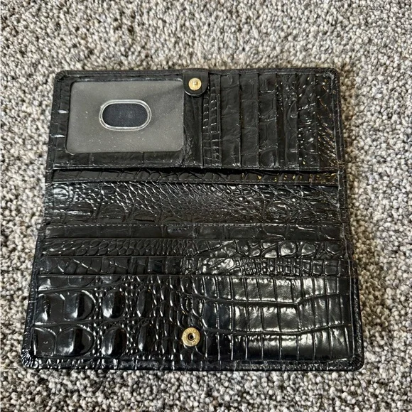 BRAHMIN Ady Slim Wallet Croc Embossed Continental Leather Black Melbourne $145 - Picture 5 of 13
